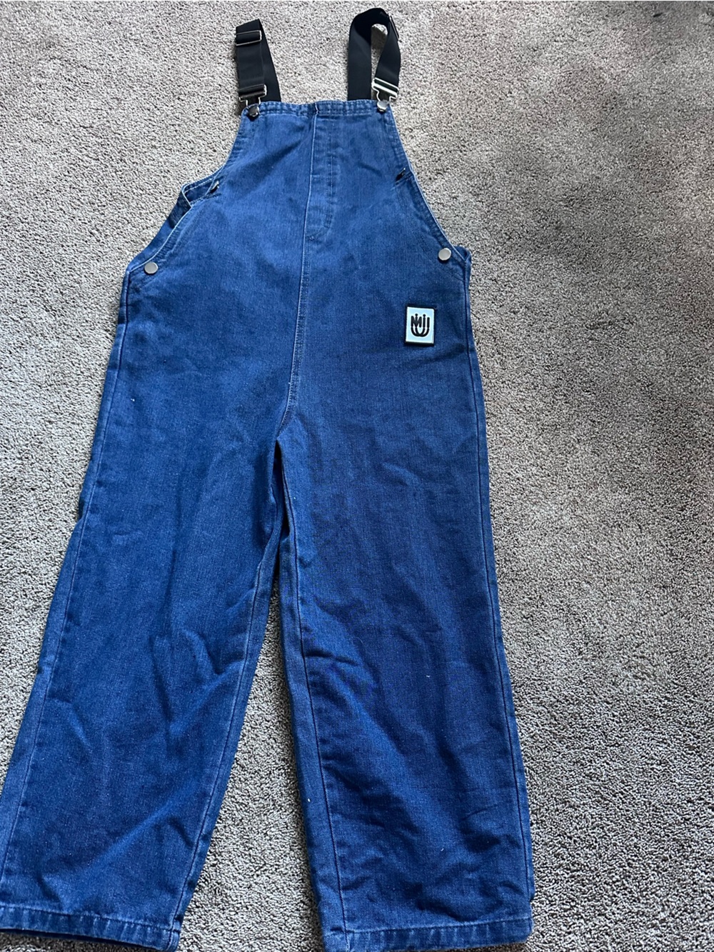 Denim Wide-Leg Overalls with Adjustable Straps - Blue